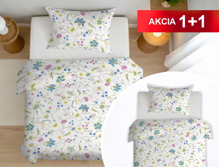 Bavlnené obliečky 1+1 FLÓRA Modrá