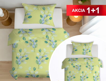 Bavlnené obliečky 1+1 PODOLÍNEC Light green