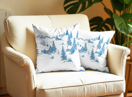 2 set flanelových obliečok BESKYDY Chalúpky Modrá