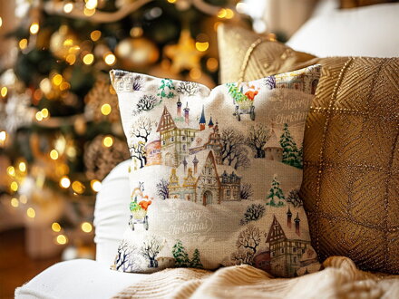 Obliečka na vankúš VIANOČNÁ DEDINA Makosatén