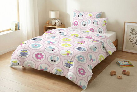 Detské obliečky SOVIČKY Ružová 140x200 cm