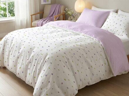 Bavlnené obliečky SRDIEČKA Lila