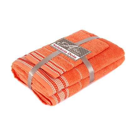 Darčekový 3 SET Oranžová | Uteráčik 50x30, uterák 50x70, osuška 70x140