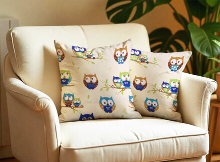 2 set obliečok na vankúš OWLS ON BRANCH Yellow