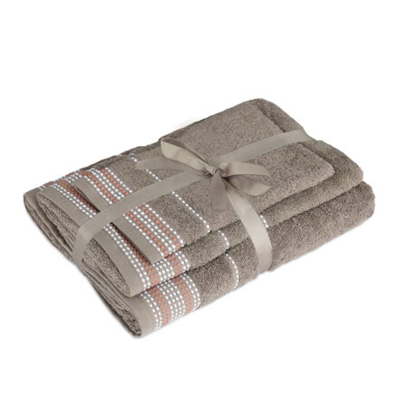 Darčekový 3 SET Mandľovo hnedá | Uteráčik 50x30, uterák 50x70, osuška 70x140