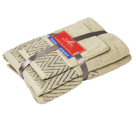 3 SET Wave ECRU | Uteráčik 50x30, uterák 50x70, osuška 70x140