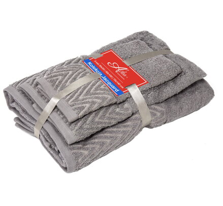 3 SET Wave Šedohnedá | Uteráčik 50x30, uterák 50x100, osuška 70x140