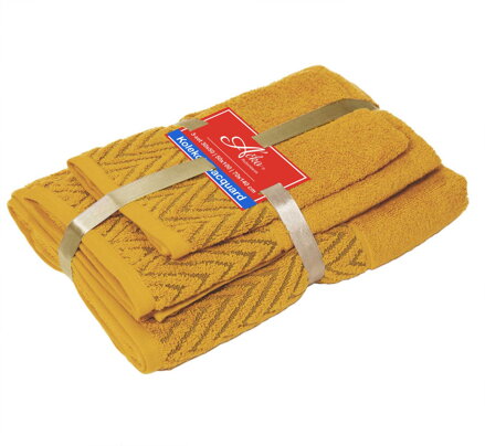 3 SET Wave Horčicová | Uteráčik 50x30, uterák 50x70, osuška 70x140