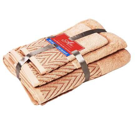 3 SET Wave Ružovkastá | Uteráčik 50x30, uterák 50x100, osuška 70x140