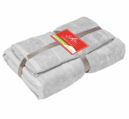 2 SET ÁČKO BAMBOO Sivá | Uterák 50x100, veľká osuška 70x140