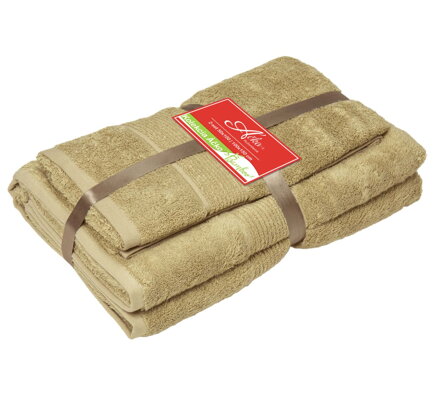 2 SET ÁČKO BAMBOO Piesková | Uterák 50x100, veľká osuška 100x150