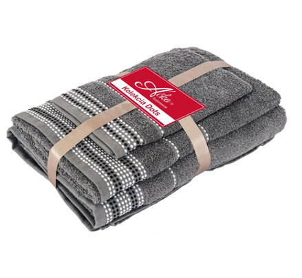 Darčekový 3 SET Šedá | Uteráčik 50x30, uterák 50x100, osuška 70x140