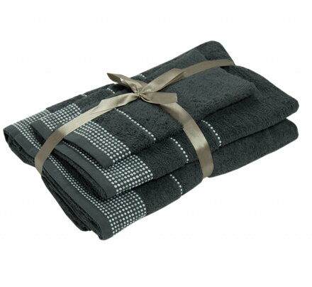 Darčekový 3 SET Antracitovo šedá | Uteráčik 50x30, uterák 50x100, osuška 70x140