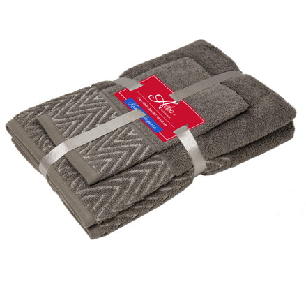 3 SET Wave BROWN | Uteráčik 50x30, uterák 50x100, osuška 70x140