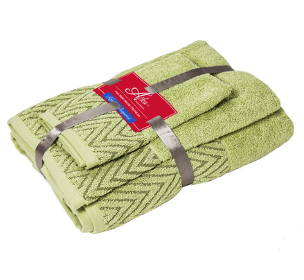 3 SET Wave CELLERY GREEN | Uteráčik 50x30, uterák 50x100, osuška 70x140