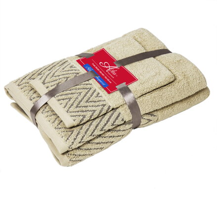 3 SET Wave ECRU | Uteráčik 50x30, uterák 50x100, osuška 70x140