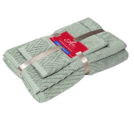3 SET Wave LIGHT GREEN | Uteráčik 50x30, uterák 50x100, osuška 70x140