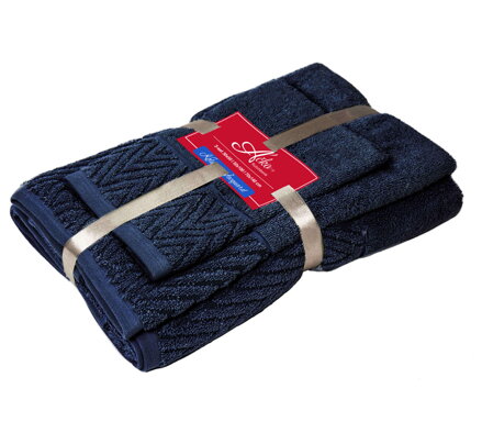 3 SET Wave NAVY | Uteráčik 50x30, uterák 50x100, osuška 70x140