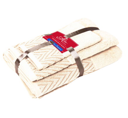 3 SET Wave VANILLA | Uteráčik 50x30, uterák 50x100, osuška 70x140