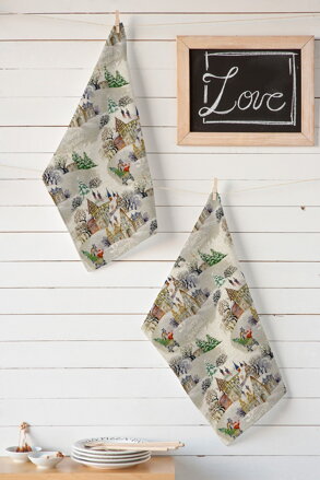 2-set utierok PANAMA KITCHEN TOWEL - Vianočná dedina