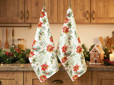 2-set utierok PANAMA KITCHEN TOWEL - Vianočná ruža