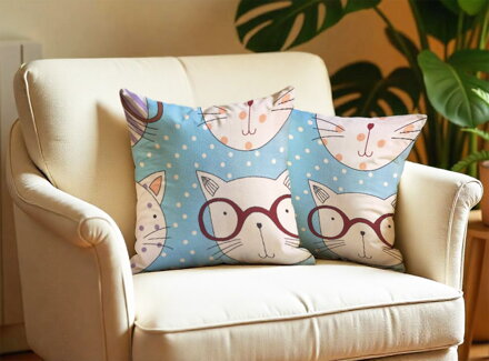 2 set obliečok na vankúš WISE CAT Blue