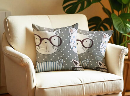 2 set obliečok na vankúš WISE CAT Grey