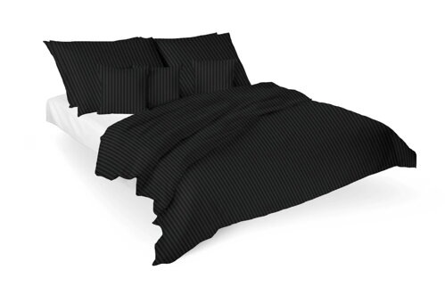 Luxusné damaškové obliečky PREMIUM ATLAS STRIPE VIENNA Black - 4 set