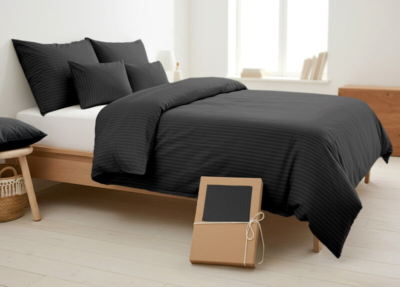 Damaškové obliečky Čierna - 4 set