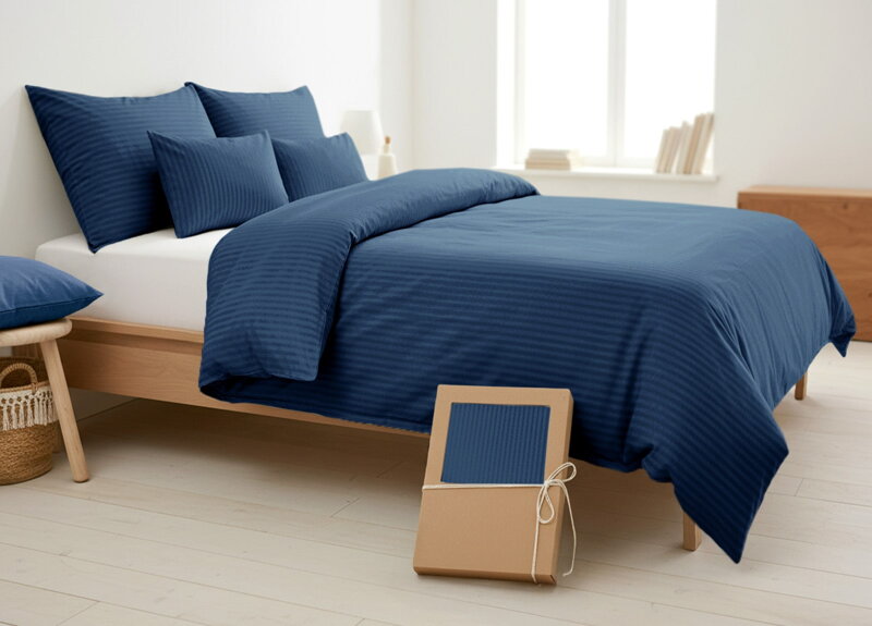 Damaškové obliečky Tmavo modrá - 4 set