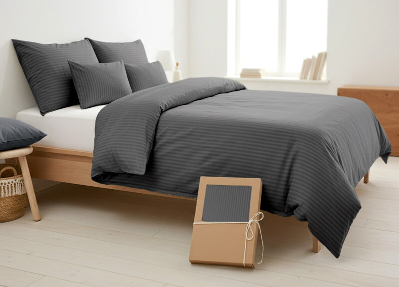 Damaškové obliečky Tmavo šedá - 4 set