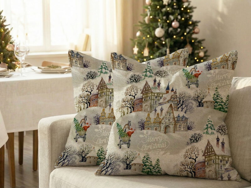 Set vankúšov VIANOČNÁ DEDINA