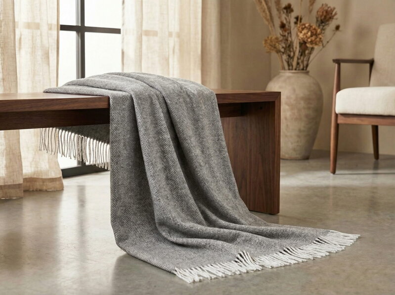 Vlnená deka MERINO PALMA Light Grey