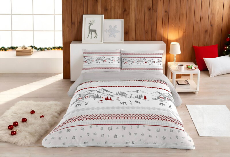 Romantické obliečky CHALÚPKY Sivá