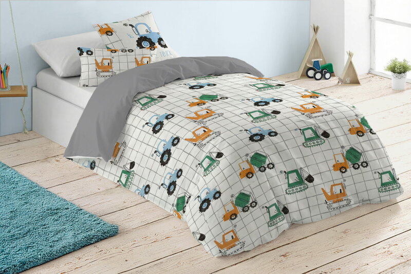 Detské obliečky MALÍ STAVBÁRI Sivá