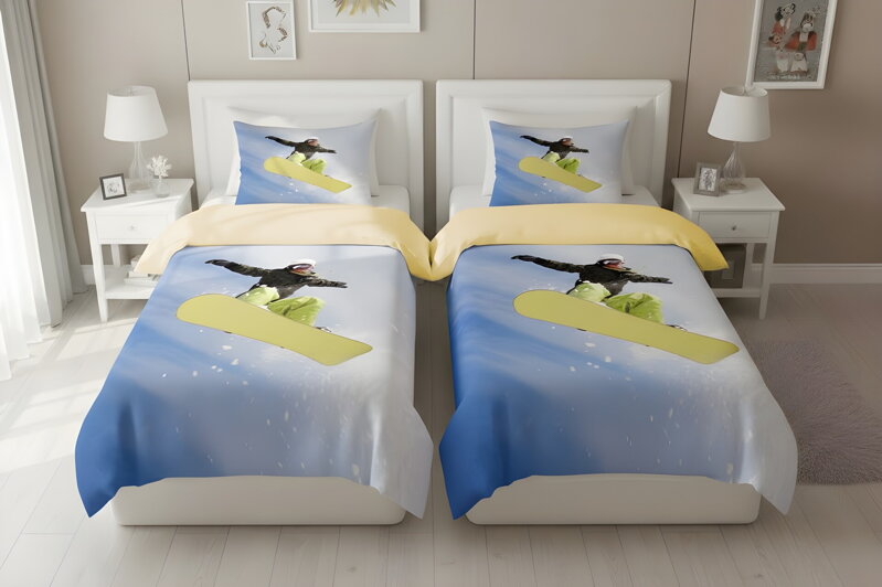 Obliečky 1+1 SNOWBOARD Žltá Obliečky 1+1 SNOWBOARD Žltá