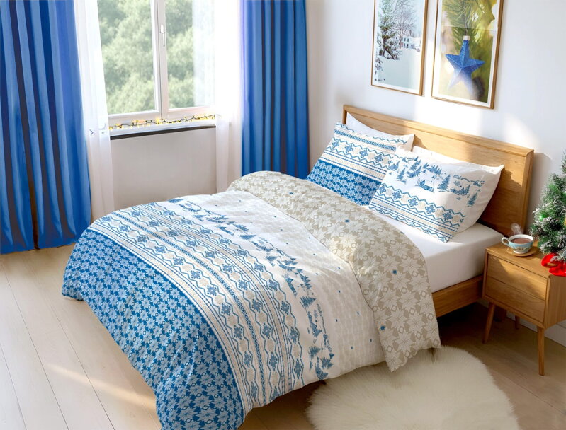 Flanelové obliečky Beskydy Modrá