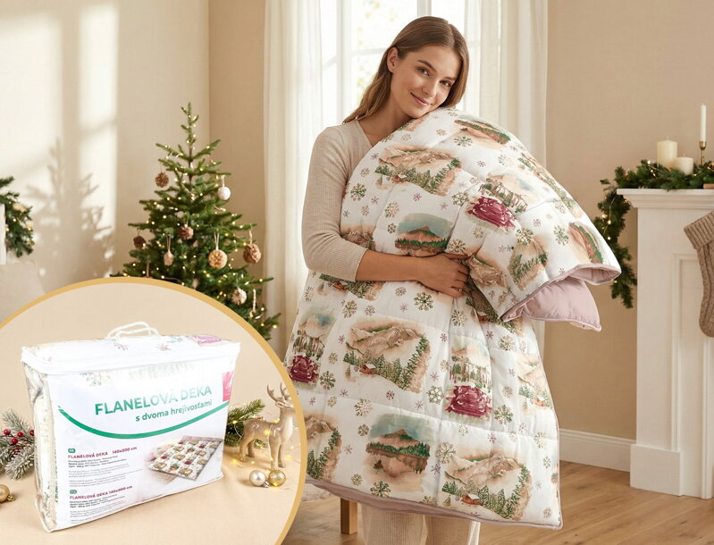 Flanelová deka s dvomi hrejivosťami PIENINY Bordo