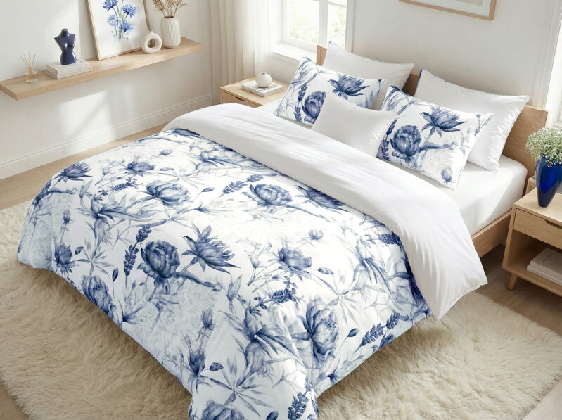 4 set obliečok MAKOSATÉN Elodie Modrá