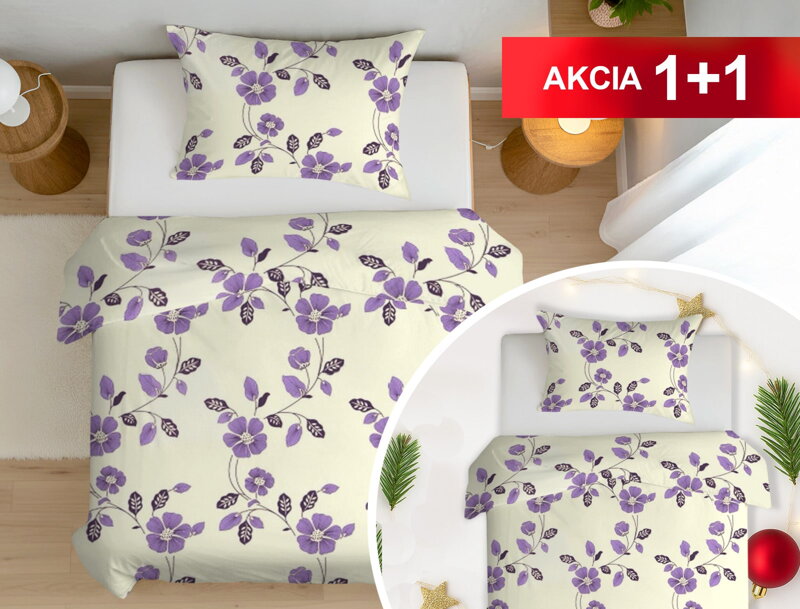 Bavlnené obliečky 1+1 FAUNA Violet