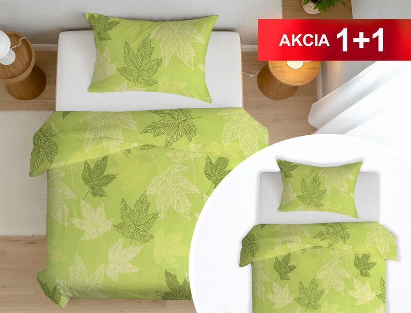 Bavlnené obliečky 1+1 RADÔSTKA Lime