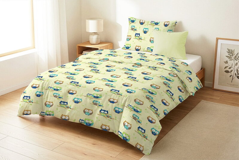 Detské obliečky OWLS ON BRANCH Yellow 140 x 200 cm