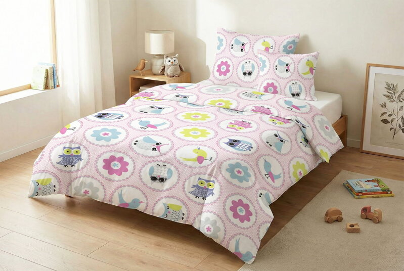 Detské obliečky SOVIČKY Ružová 140x200 cm