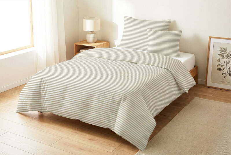 Prúžkované obliečky STRIPES Mocca