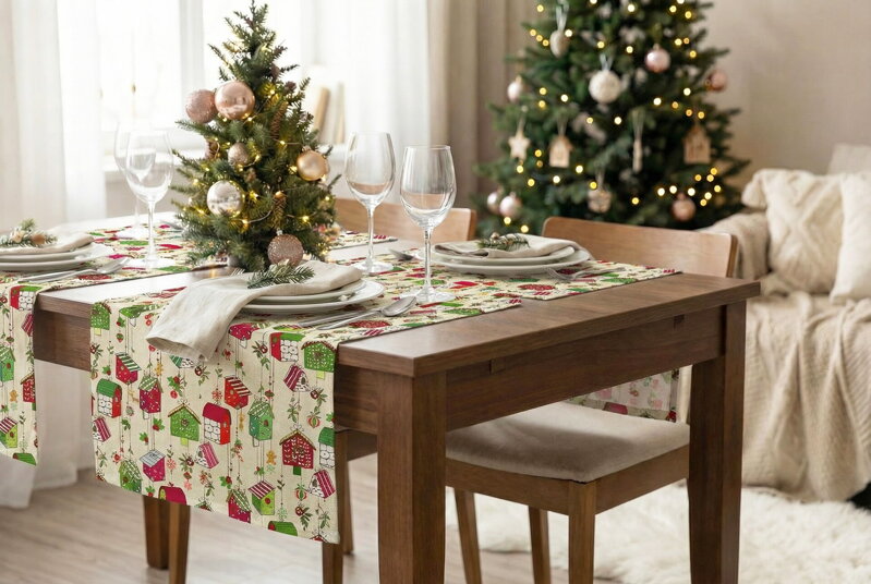 Vianočné prestieranie VTÁČIA BÚDKA