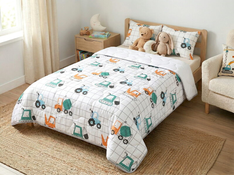 Bavlnený prehoz MALÍ STAVBÁRI