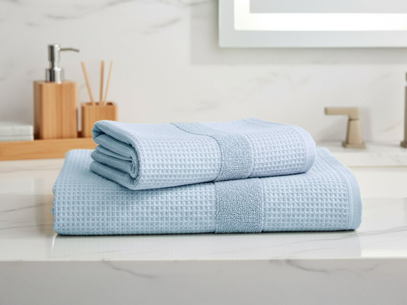 2 Sada uterák a osuška WAFFE Blue Fog