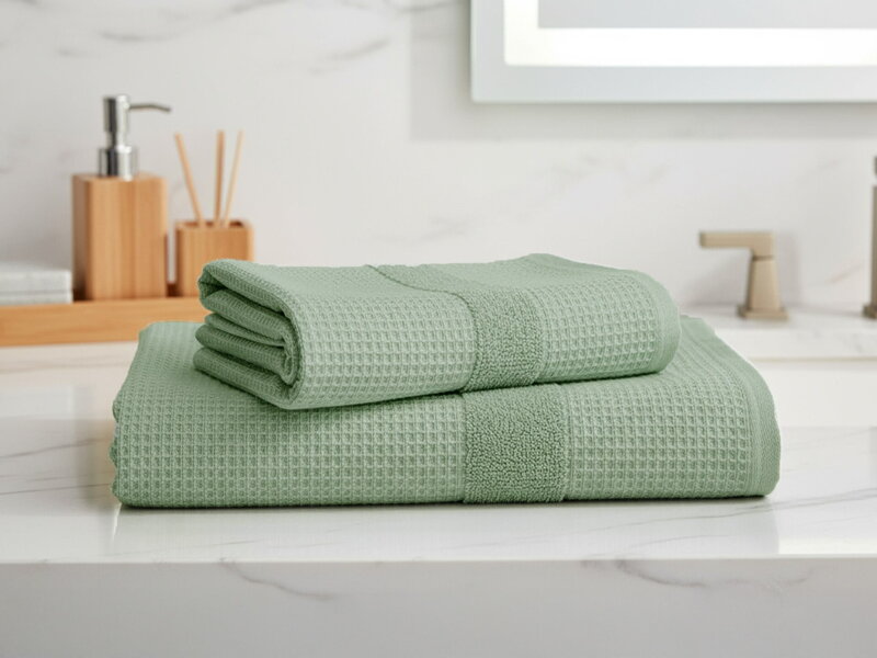 2 Sada uterák a osuška WAFFE Mist Green