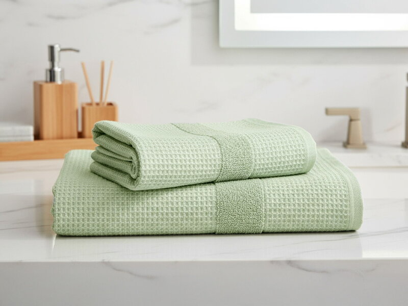 2 Sada uterák a osuška WAFFE Mist Green