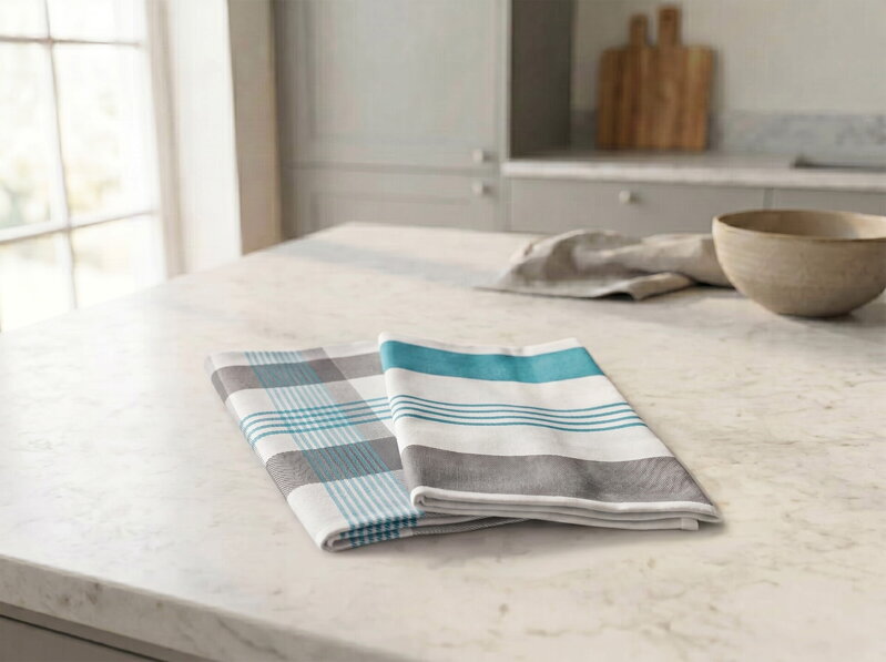 Sada 2ks | Utierky z egyptskej bavlny ZINA Grid Aqua